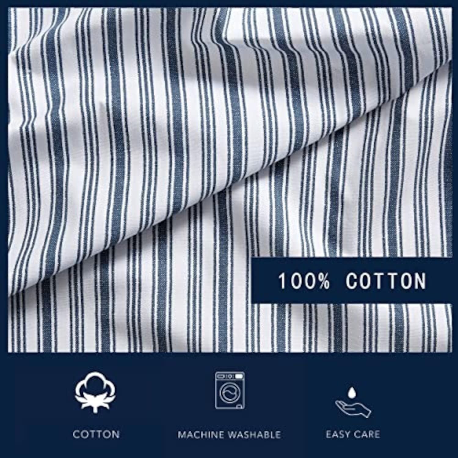 image:imageNautica Twin XL Size Sheets Set Crisp amp Tailored Floral Bedding with a Smooth Cotton Percale Bed Sheets with Matching Pillowcase amp Fitted Sheet Breezy Bloom BlueColeridge Stripe Blue