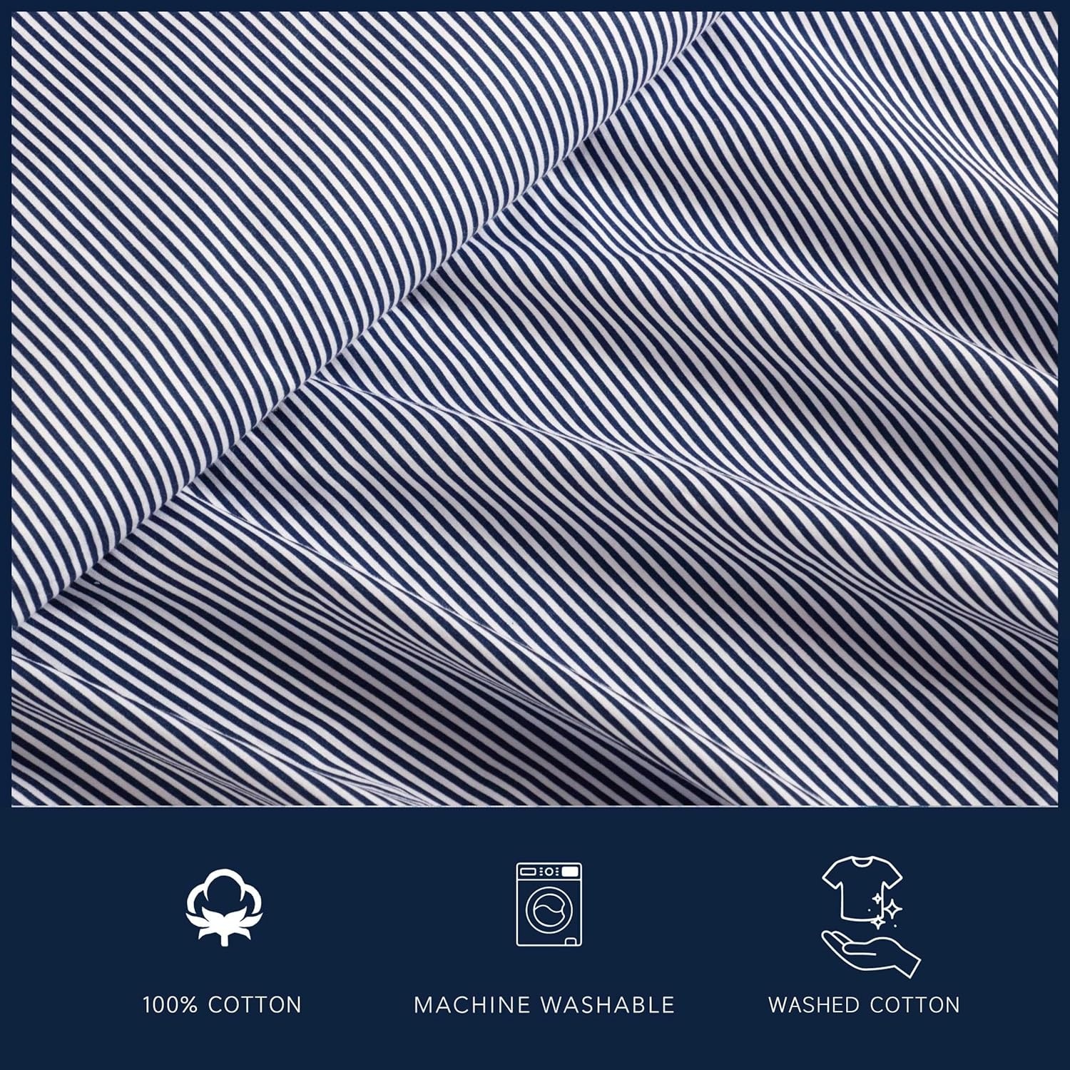 image:imageNautica Twin XL Size Sheets Set Crisp amp Tailored Floral Bedding with a Smooth Cotton Percale Bed Sheets with Matching Pillowcase amp Fitted Sheet Breezy Bloom BluePenny Pinstripe Navy