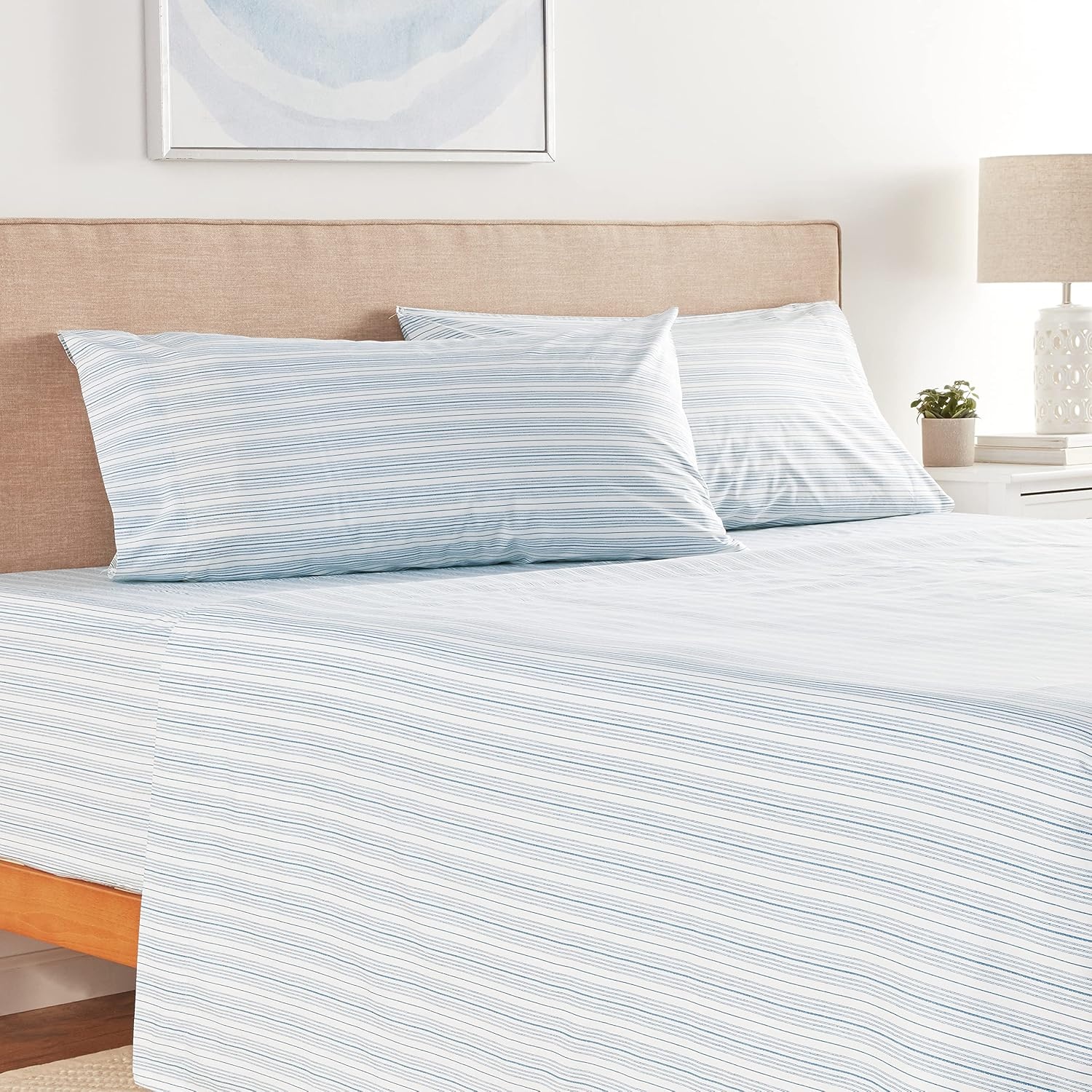 image:imageNautica Twin XL Size Sheets Set Crisp amp Tailored Floral Bedding with a Smooth Cotton Percale Bed Sheets with Matching Pillowcase amp Fitted Sheet Breezy Bloom BlueBeaux Stripe Navy