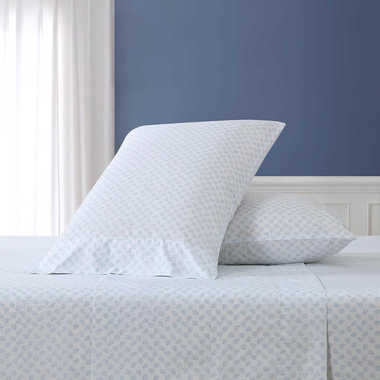 image:imageNautica Twin XL Size Sheets Set Crisp amp Tailored Floral Bedding with a Smooth Cotton Percale Bed Sheets with Matching Pillowcase amp Fitted Sheet Breezy Bloom BlueBreezy Bloom Blue