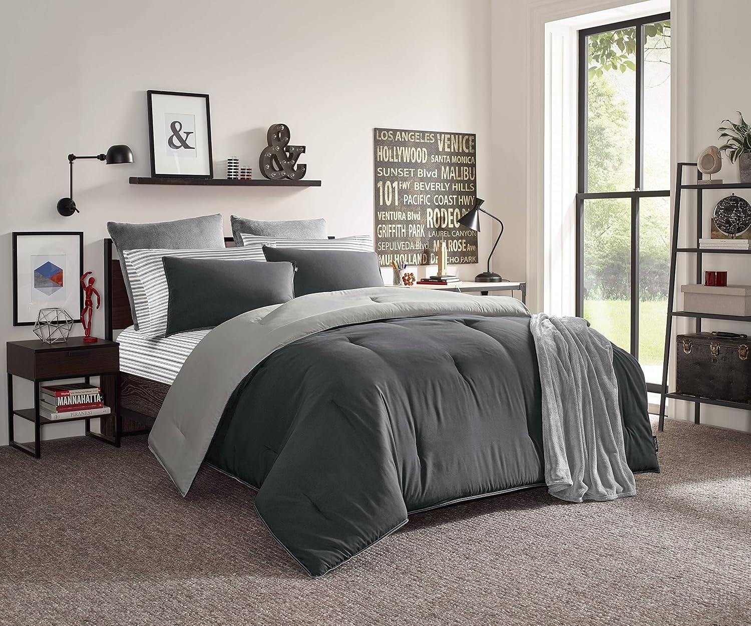image:imageNautica Twin XL Size Sheets Set Crisp amp Tailored Floral Bedding with a Smooth Cotton Percale Bed Sheets with Matching Pillowcase amp Fitted Sheet Breezy Bloom BlueColeridge Stripe Charcoal