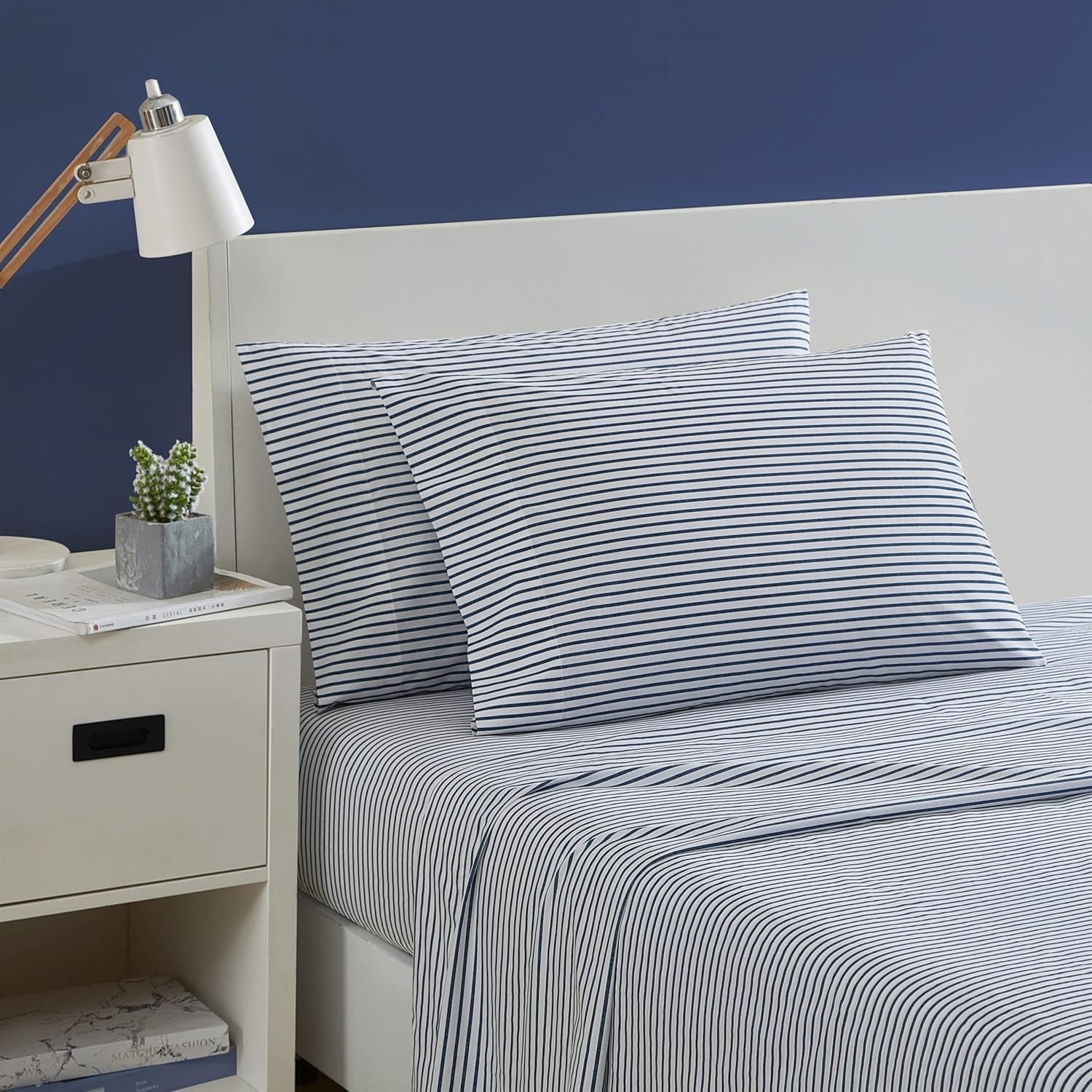 image:imageNautica Twin XL Size Sheets Set Crisp amp Tailored Floral Bedding with a Smooth Cotton Percale Bed Sheets with Matching Pillowcase amp Fitted Sheet Breezy Bloom BlueHarmead