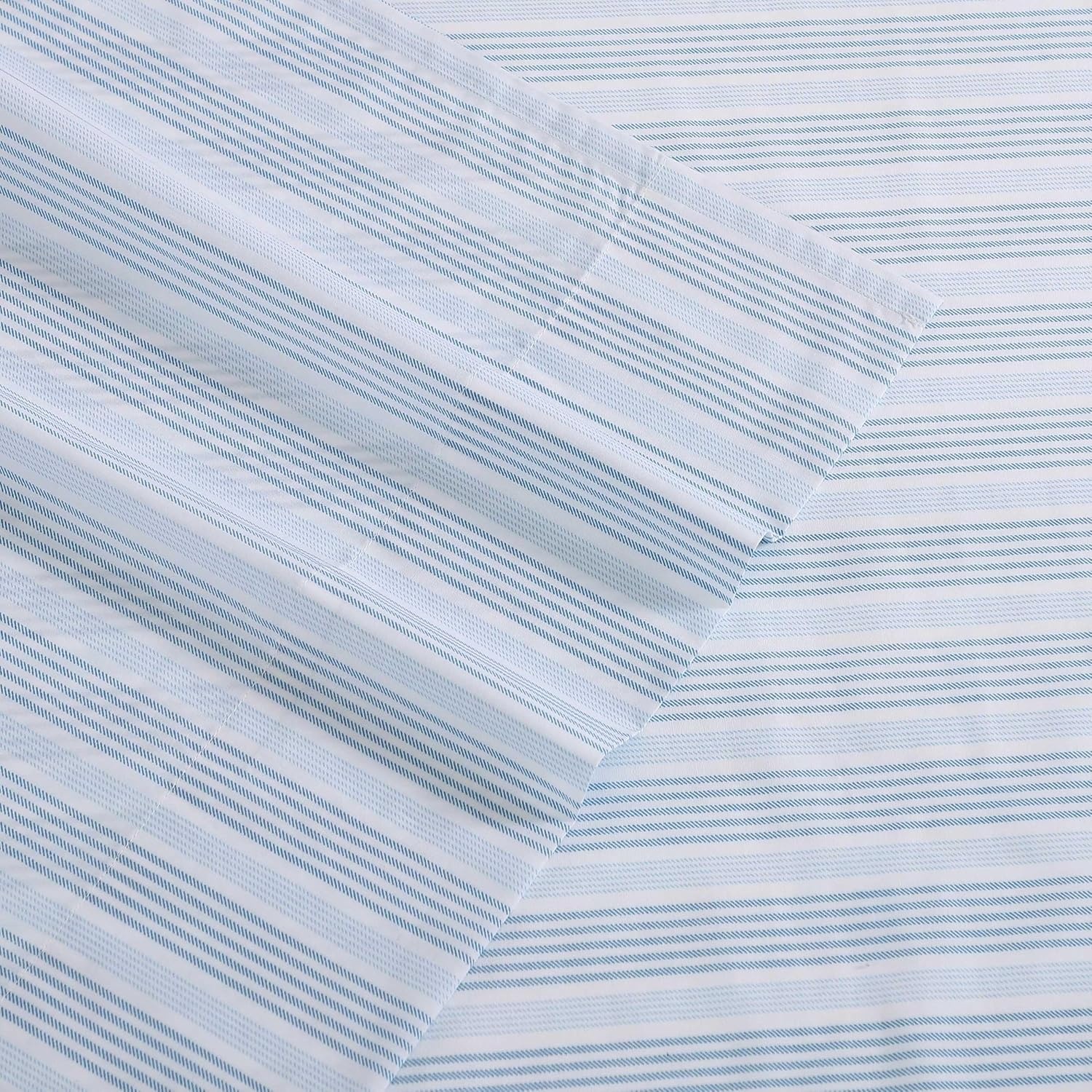 image:imageNautica Twin XL Size Sheets Set Crisp amp Tailored Floral Bedding with a Smooth Cotton Percale Bed Sheets with Matching Pillowcase amp Fitted Sheet Breezy Bloom BlueTayleur Stripe Blue