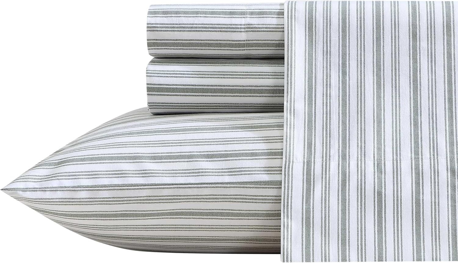 image:imageNautica Twin XL Size Sheets Set Crisp amp Tailored Floral Bedding with a Smooth Cotton Percale Bed Sheets with Matching Pillowcase amp Fitted Sheet Breezy Bloom BlueColeridge Stripe Green