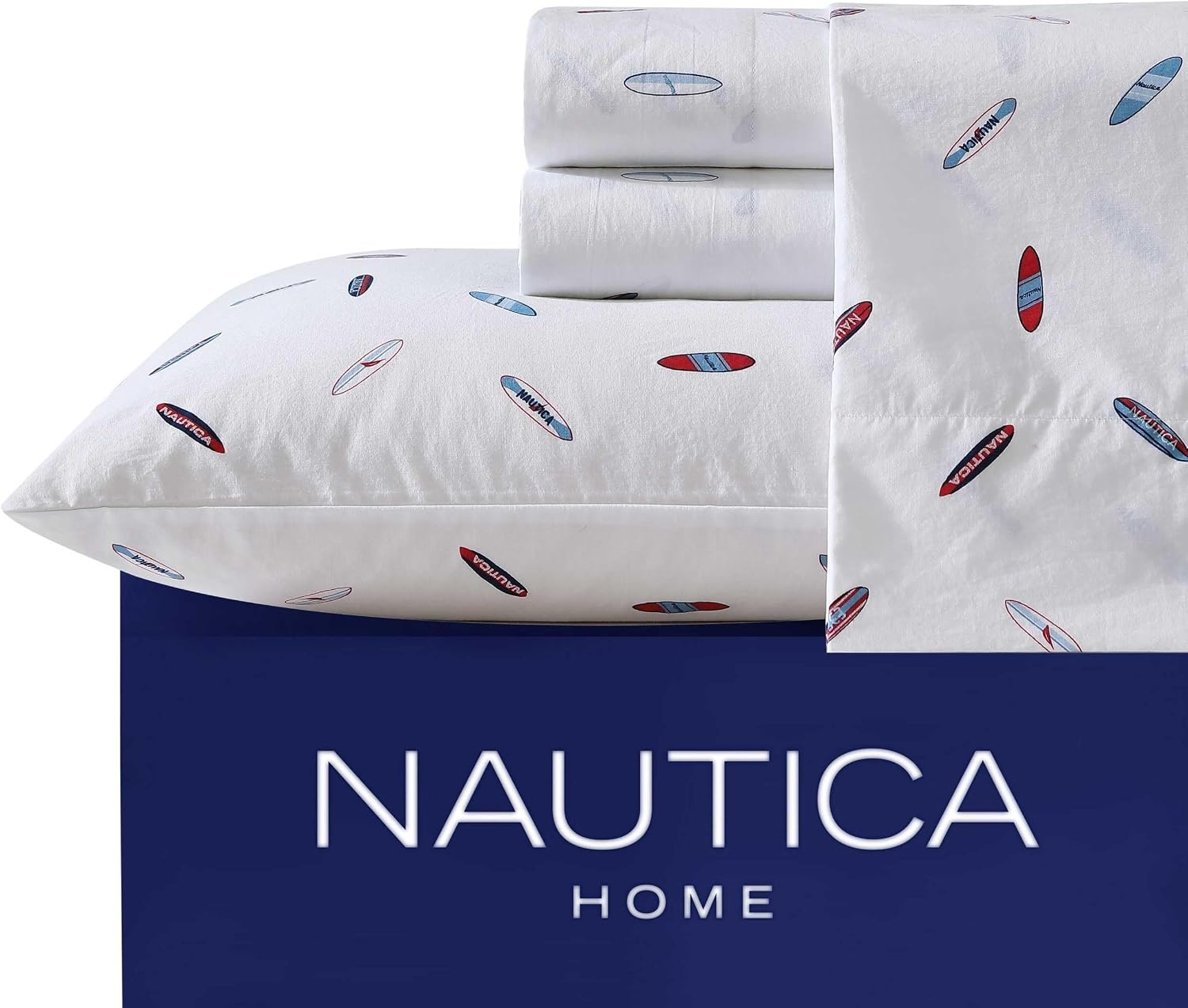 image:imageNautica Twin XL Size Sheets Set Crisp amp Tailored Floral Bedding with a Smooth Cotton Percale Bed Sheets with Matching Pillowcase amp Fitted Sheet Breezy Bloom BlueHigh Surf