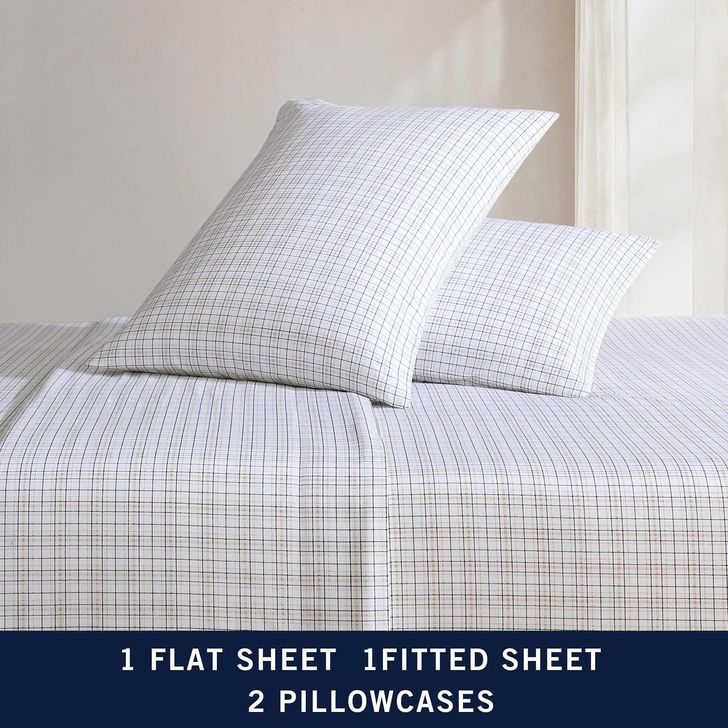 image:imageNautica Twin XL Size Sheets Set Crisp amp Tailored Floral Bedding with a Smooth Cotton Percale Bed Sheets with Matching Pillowcase amp Fitted Sheet Breezy Bloom BlueMalor Plaid