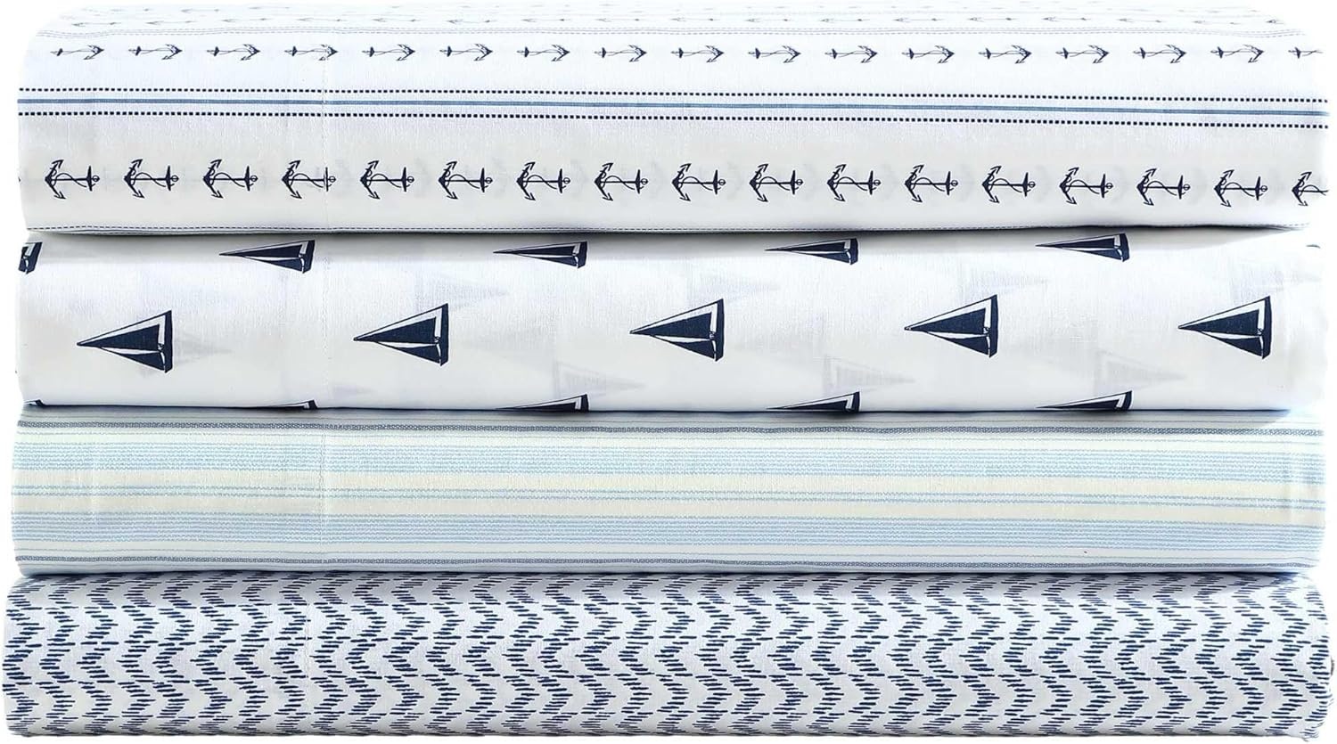 image:imageNautica Twin XL Size Sheets Set Crisp amp Tailored Floral Bedding with a Smooth Cotton Percale Bed Sheets with Matching Pillowcase amp Fitted Sheet Breezy Bloom BlueAnchor Lines Blue
