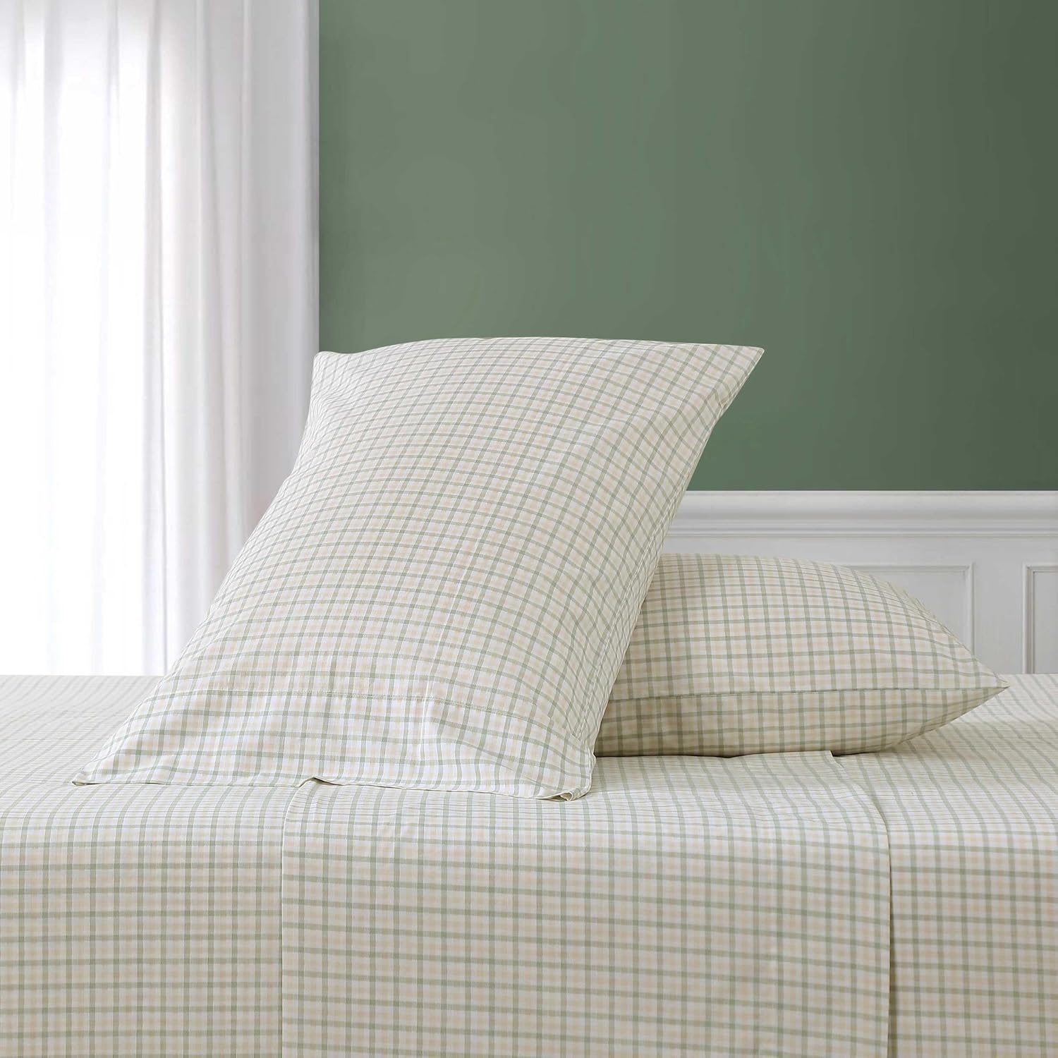 image:imageNautica Twin XL Size Sheets Set Crisp amp Tailored Floral Bedding with a Smooth Cotton Percale Bed Sheets with Matching Pillowcase amp Fitted Sheet Breezy Bloom BlueCalm Seas Gingham Green