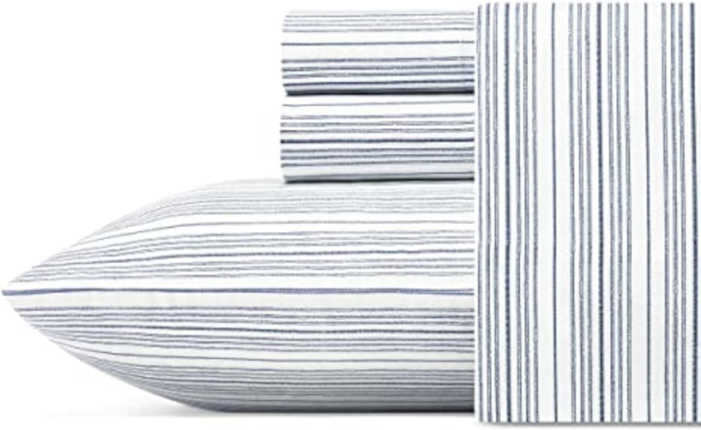 image:imageNautica Twin XL Size Sheets Set Crisp amp Tailored Floral Bedding with a Smooth Cotton Percale Bed Sheets with Matching Pillowcase amp Fitted Sheet Breezy Bloom BlueBeaux Stripe Navy