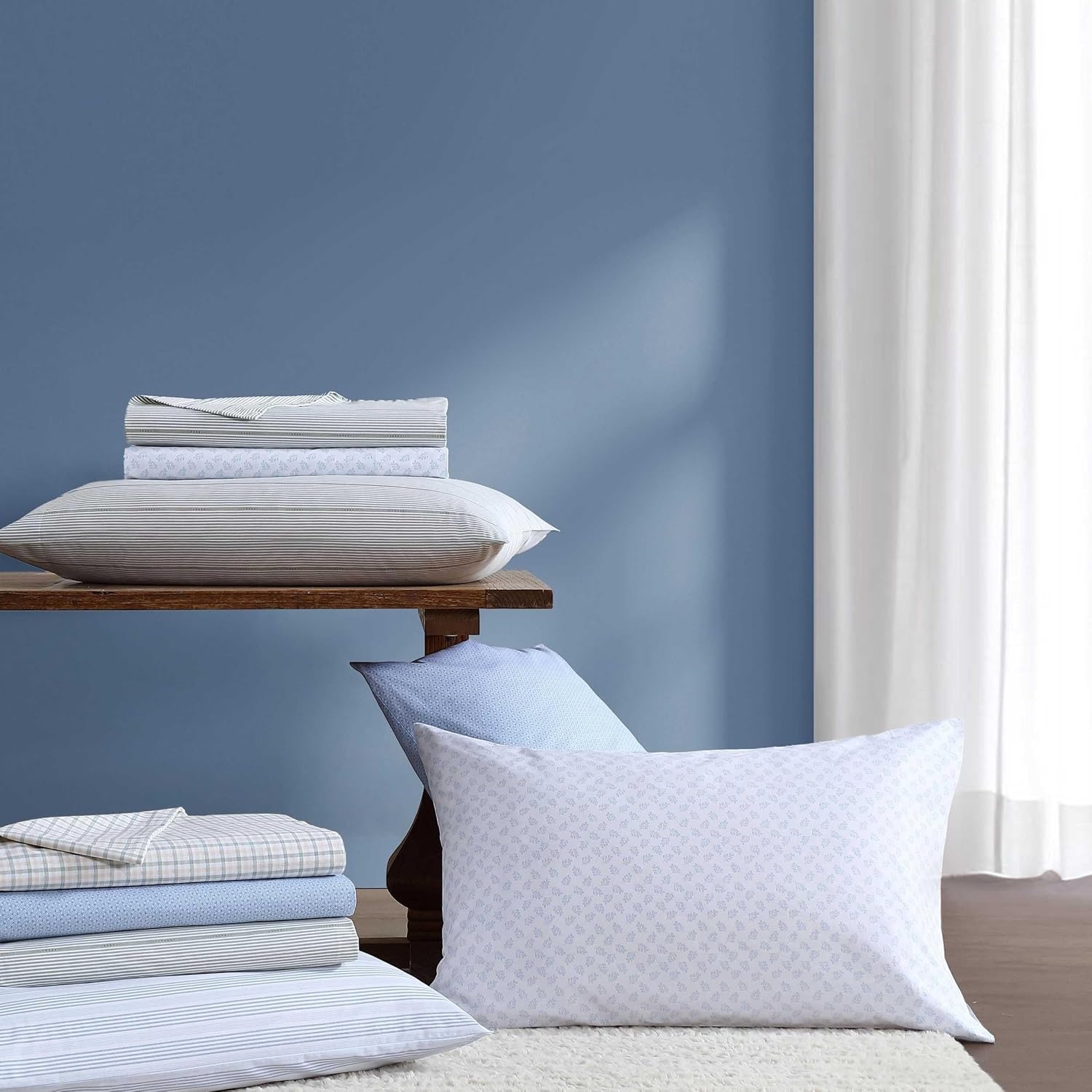image:imageNautica Twin XL Size Sheets Set Crisp amp Tailored Floral Bedding with a Smooth Cotton Percale Bed Sheets with Matching Pillowcase amp Fitted Sheet Breezy Bloom BlueEllipse Stripe Green
