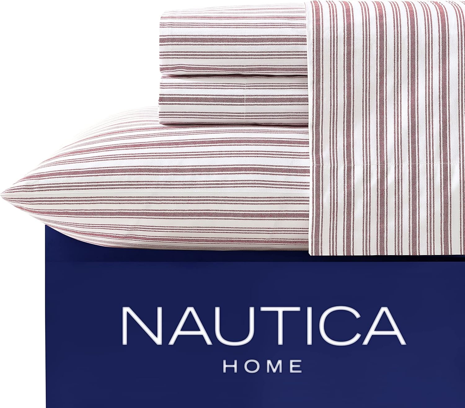 image:imageNautica Twin XL Size Sheets Set Crisp amp Tailored Floral Bedding with a Smooth Cotton Percale Bed Sheets with Matching Pillowcase amp Fitted Sheet Breezy Bloom BlueColeridge Stripe Red