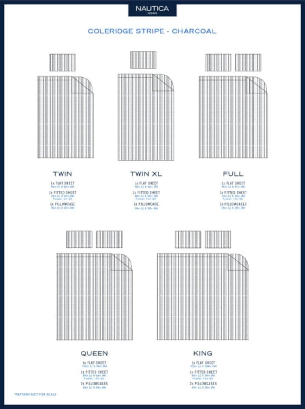 image:imageNautica Twin XL Size Sheets Set Crisp amp Tailored Floral Bedding with a Smooth Cotton Percale Bed Sheets with Matching Pillowcase amp Fitted Sheet Breezy Bloom BlueColeridge Stripe Charcoal