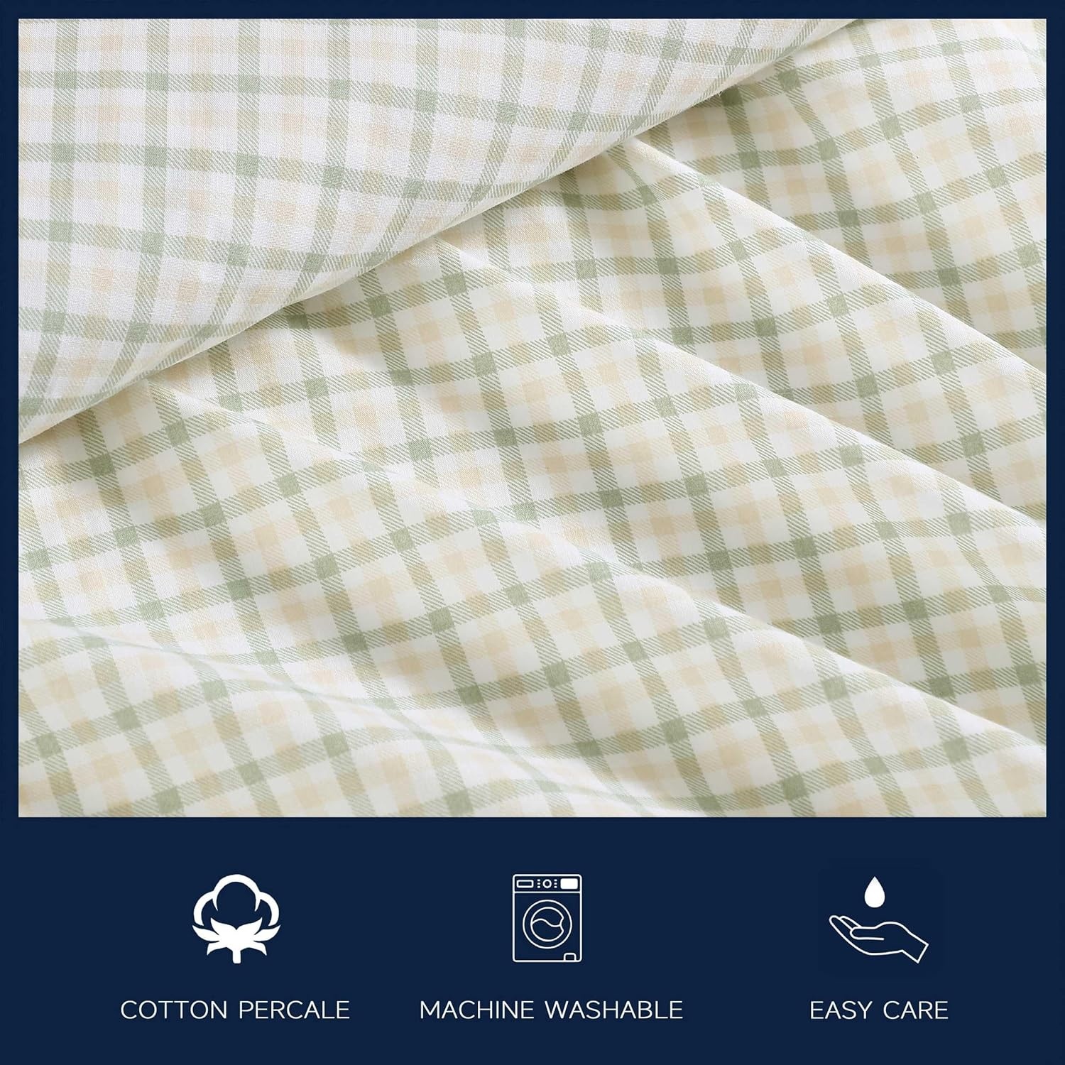 image:imageNautica Twin XL Size Sheets Set Crisp amp Tailored Floral Bedding with a Smooth Cotton Percale Bed Sheets with Matching Pillowcase amp Fitted Sheet Breezy Bloom BlueCalm Seas Gingham Green