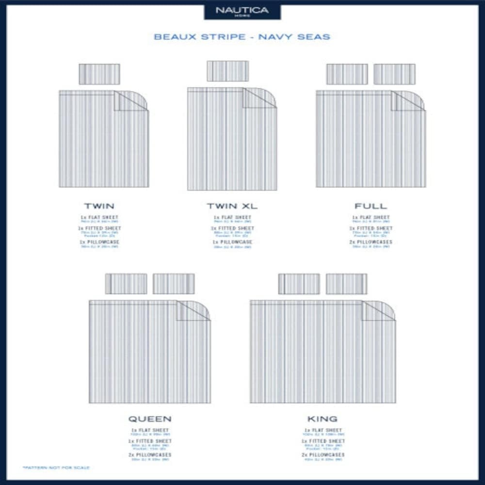 image:imageNautica Twin XL Size Sheets Set Crisp amp Tailored Floral Bedding with a Smooth Cotton Percale Bed Sheets with Matching Pillowcase amp Fitted Sheet Breezy Bloom BlueBeaux Stripe Navy