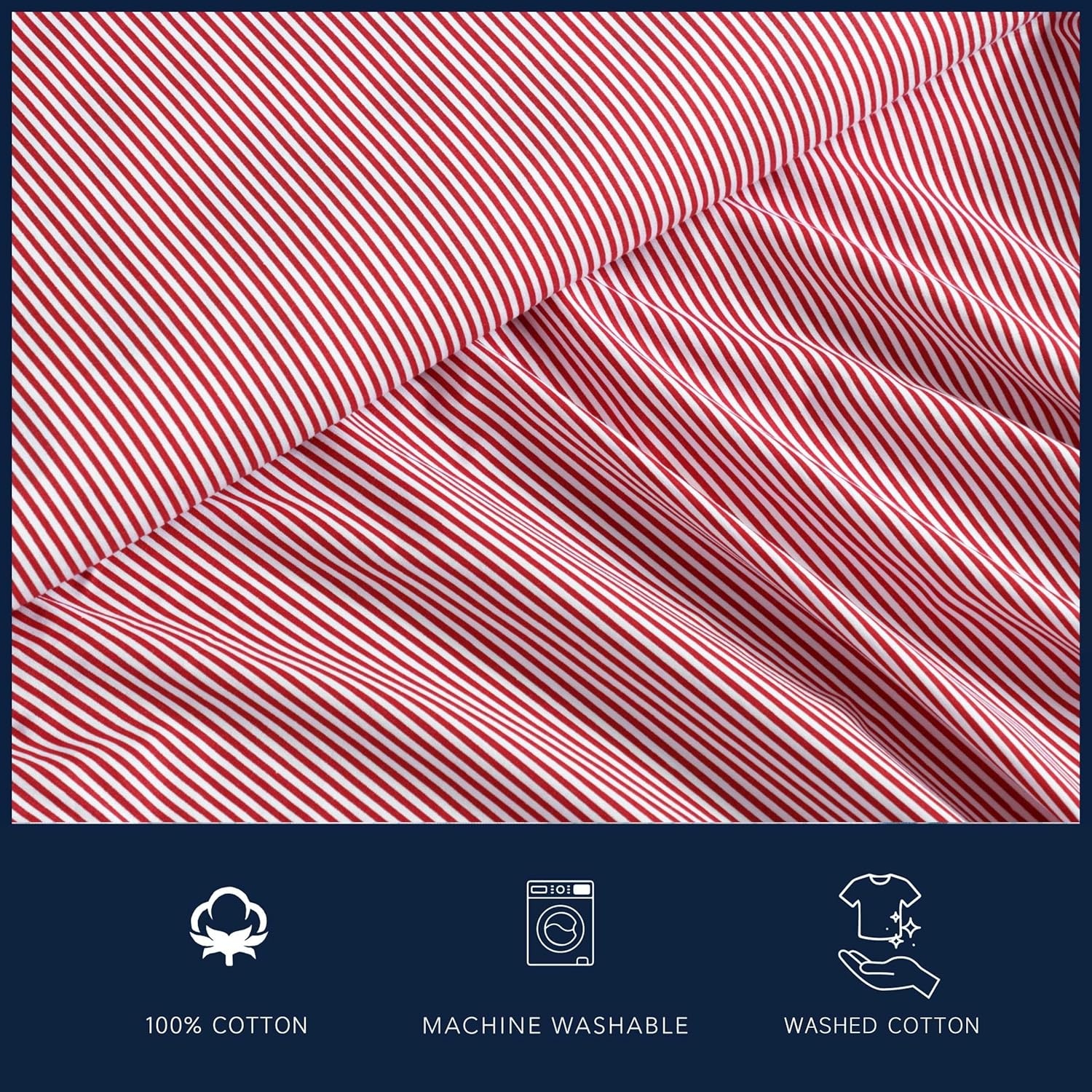 image:imageNautica Twin XL Size Sheets Set Crisp amp Tailored Floral Bedding with a Smooth Cotton Percale Bed Sheets with Matching Pillowcase amp Fitted Sheet Breezy Bloom BluePenny Pinstripe Red