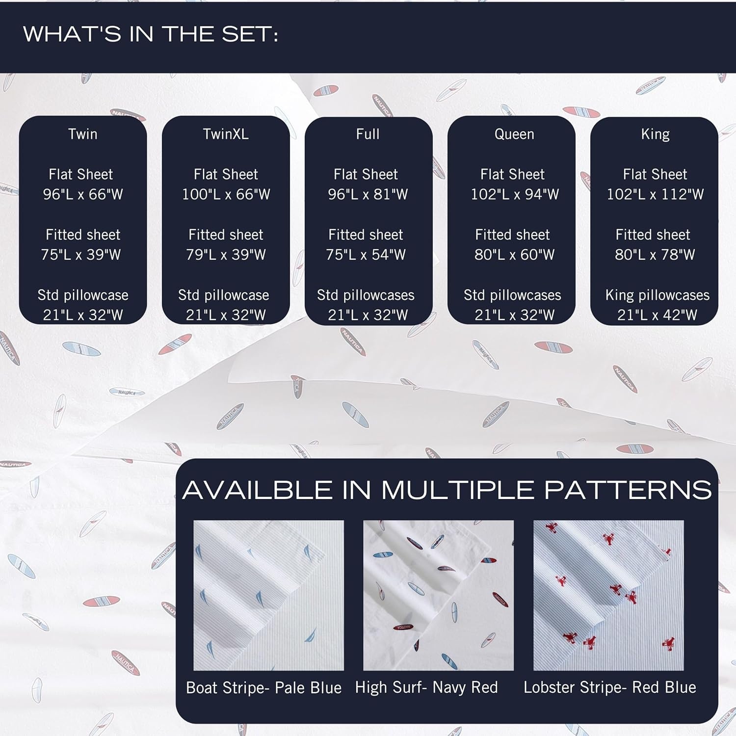 image:imageNautica Twin XL Size Sheets Set Crisp amp Tailored Floral Bedding with a Smooth Cotton Percale Bed Sheets with Matching Pillowcase amp Fitted Sheet Breezy Bloom BlueLobster Walk