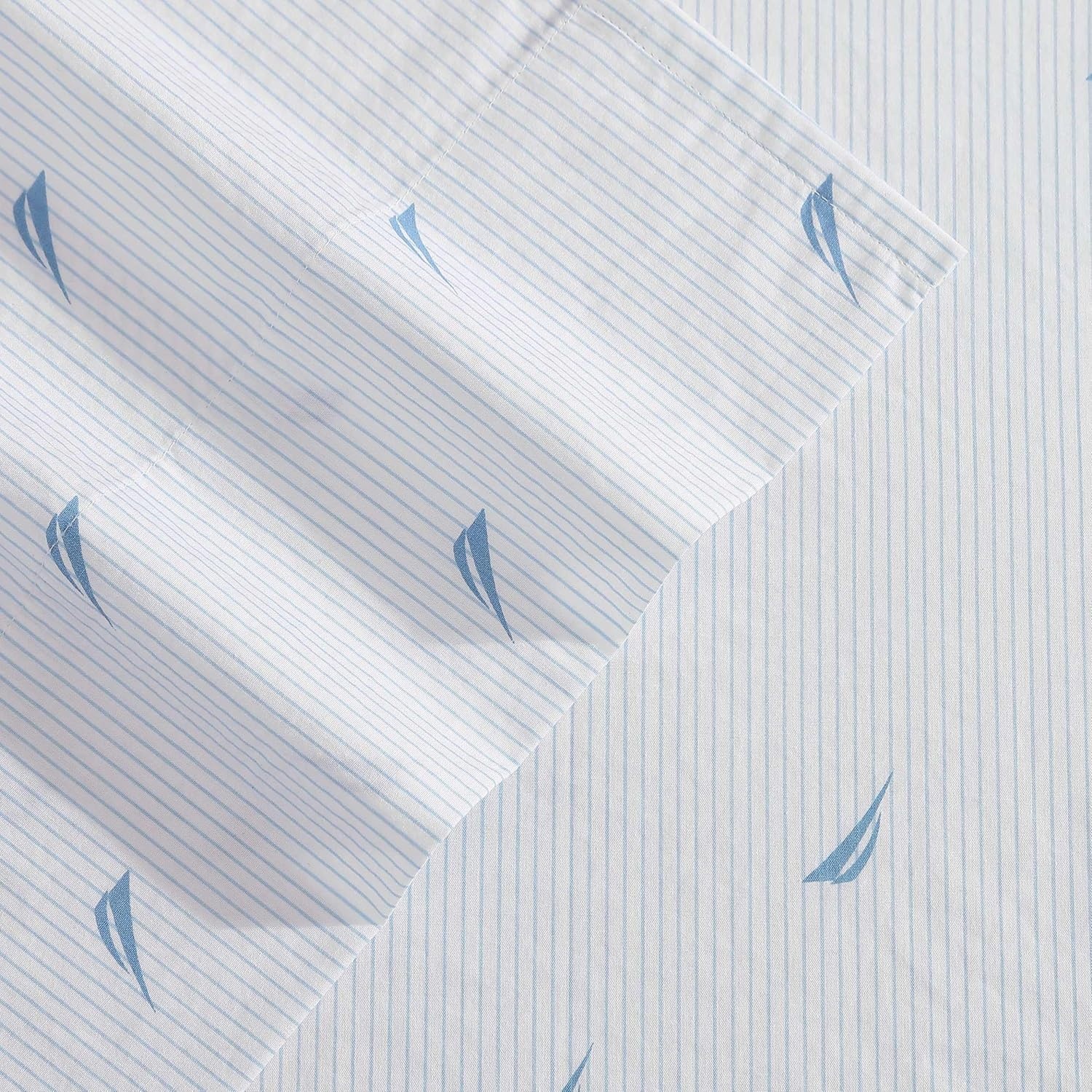 image:imageNautica Twin XL Size Sheets Set Crisp amp Tailored Floral Bedding with a Smooth Cotton Percale Bed Sheets with Matching Pillowcase amp Fitted Sheet Breezy Bloom BlueBoat Stripe Pale Blue
