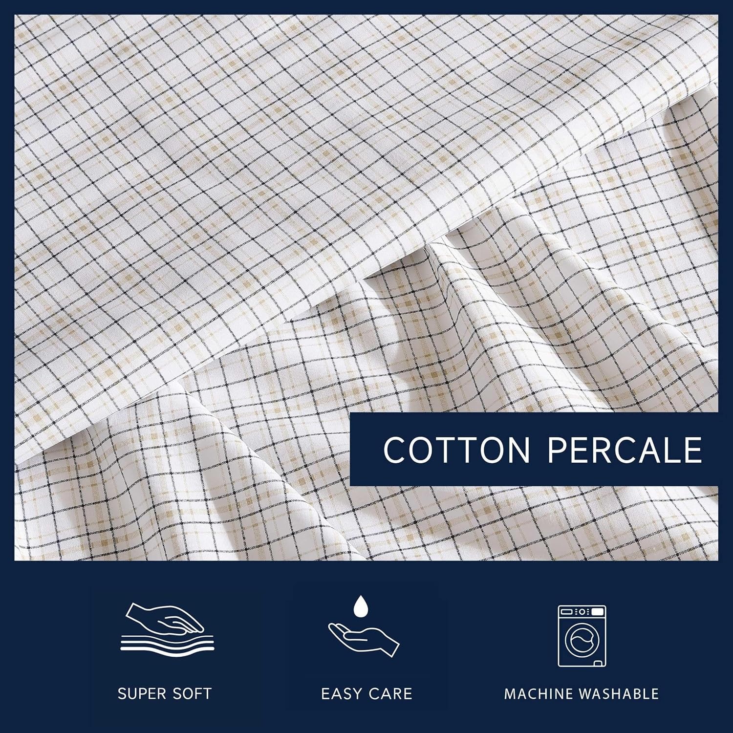 image:imageNautica Twin XL Size Sheets Set Crisp amp Tailored Floral Bedding with a Smooth Cotton Percale Bed Sheets with Matching Pillowcase amp Fitted Sheet Breezy Bloom BlueMalor Plaid