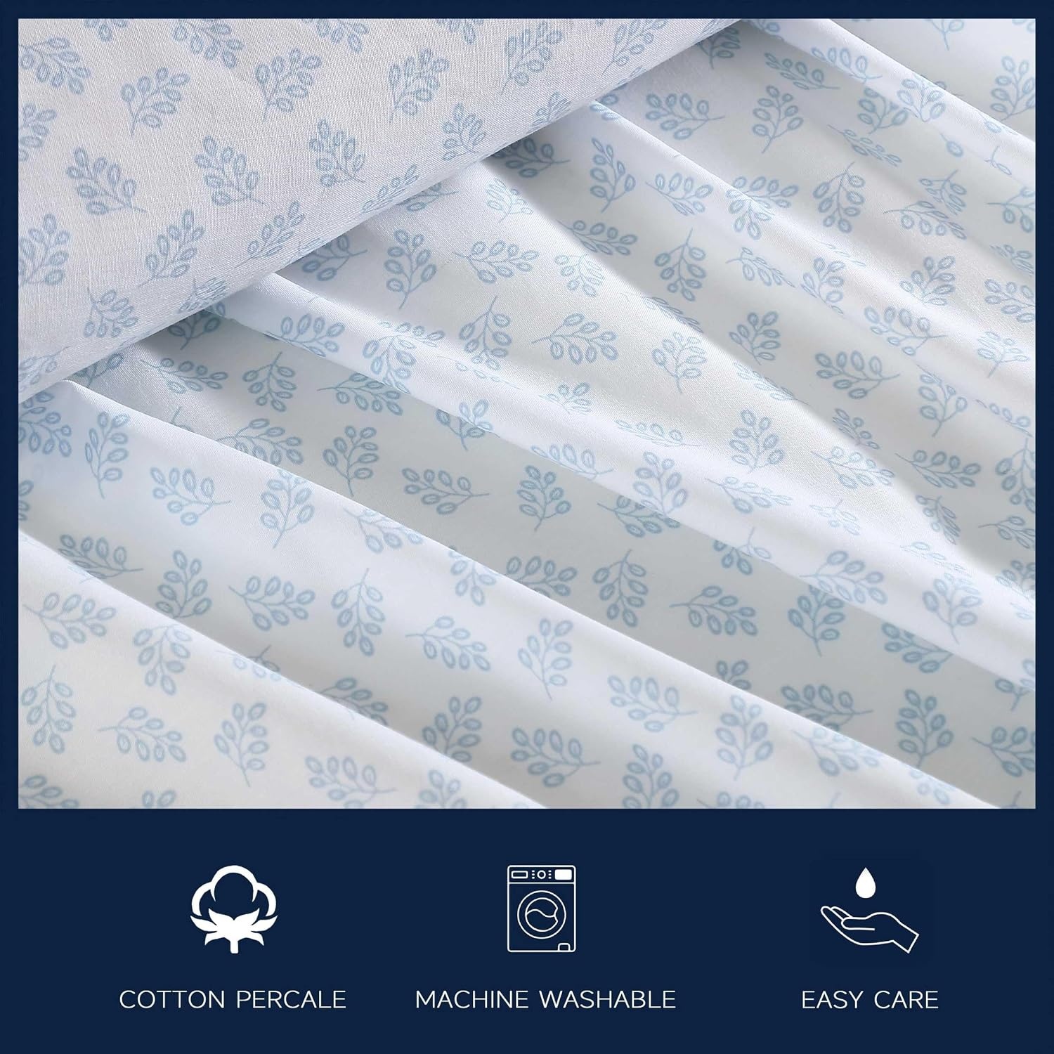 image:imageNautica Twin XL Size Sheets Set Crisp amp Tailored Floral Bedding with a Smooth Cotton Percale Bed Sheets with Matching Pillowcase amp Fitted Sheet Breezy Bloom BlueBreezy Bloom Blue