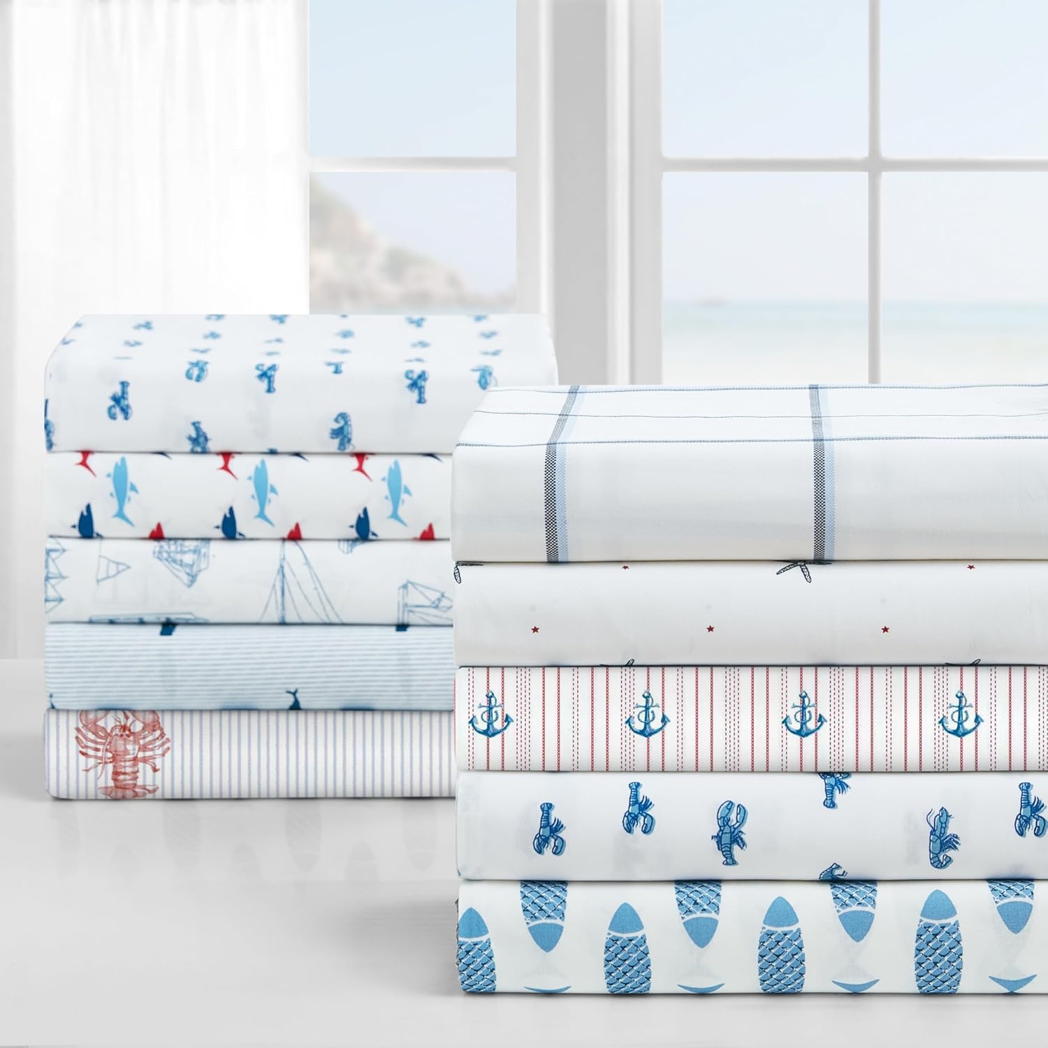 image:imageNautica Twin XL Size Sheets Set Crisp amp Tailored Floral Bedding with a Smooth Cotton Percale Bed Sheets with Matching Pillowcase amp Fitted Sheet Breezy Bloom BlueBeaux Stripe Navy