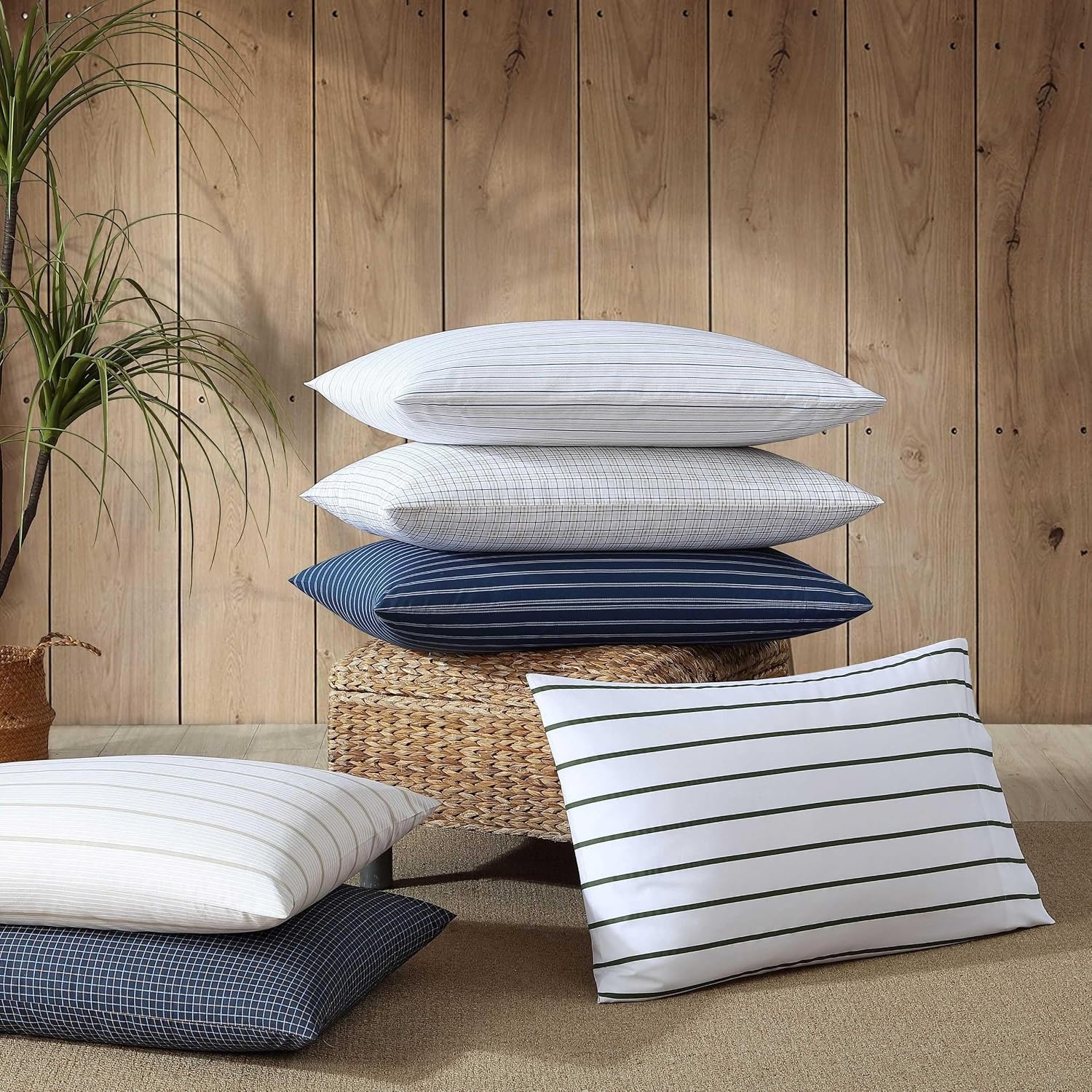 image:imageNautica Twin XL Size Sheets Set Crisp amp Tailored Floral Bedding with a Smooth Cotton Percale Bed Sheets with Matching Pillowcase amp Fitted Sheet Breezy Bloom BlueBrenton Stripe Ivory
