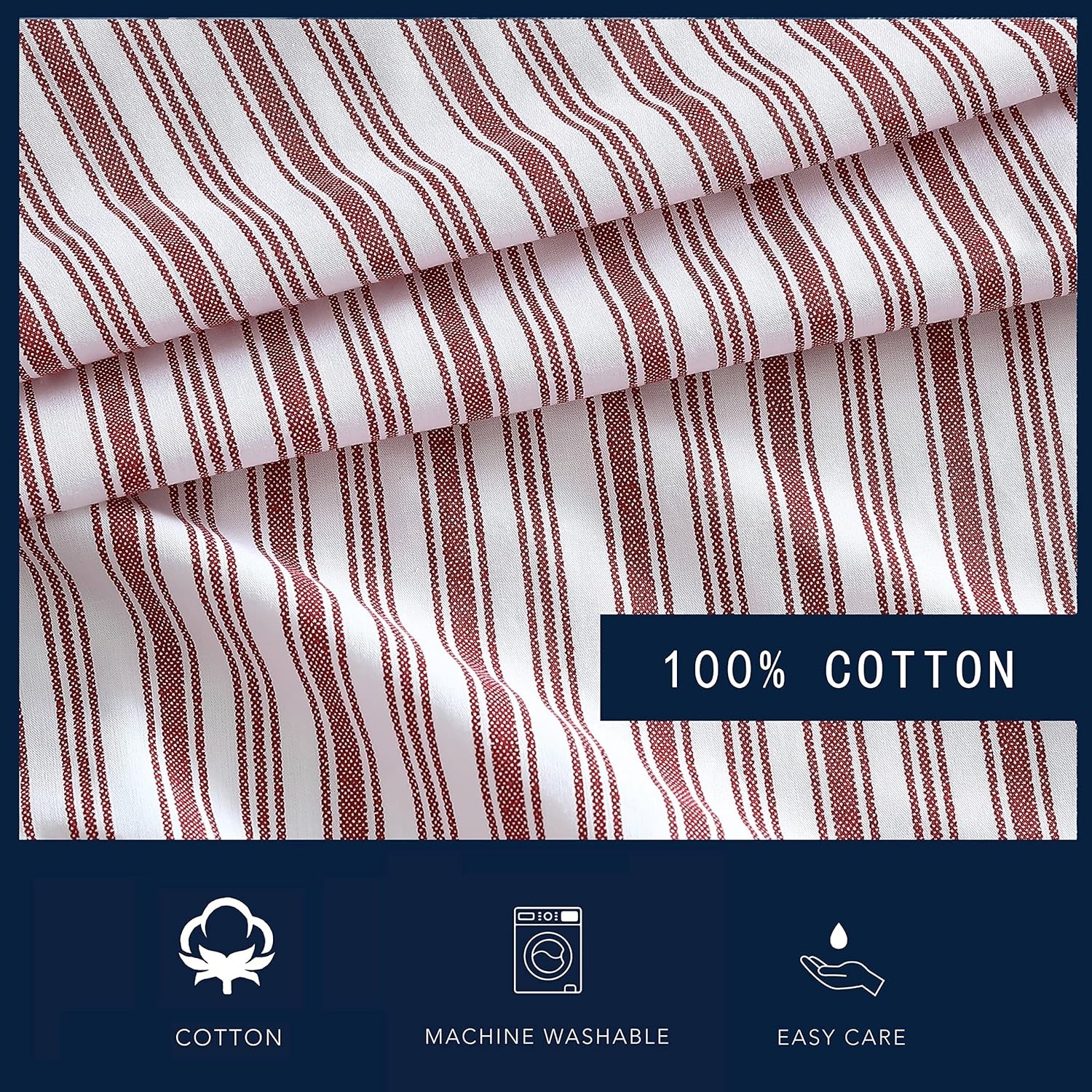 image:imageNautica Twin XL Size Sheets Set Crisp amp Tailored Floral Bedding with a Smooth Cotton Percale Bed Sheets with Matching Pillowcase amp Fitted Sheet Breezy Bloom BlueColeridge Stripe Red
