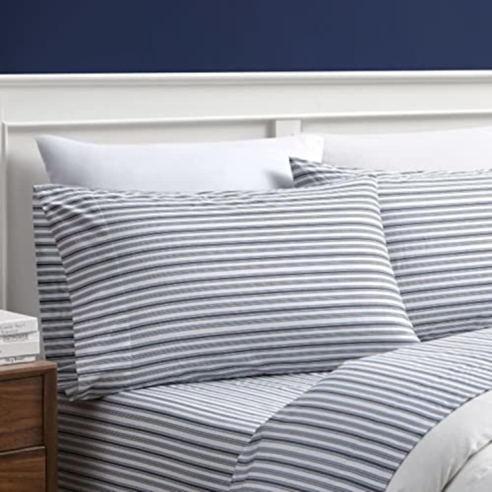 image:imageNautica Twin XL Size Sheets Set Crisp amp Tailored Floral Bedding with a Smooth Cotton Percale Bed Sheets with Matching Pillowcase amp Fitted Sheet Breezy Bloom BlueColeridge Stripe Charcoal