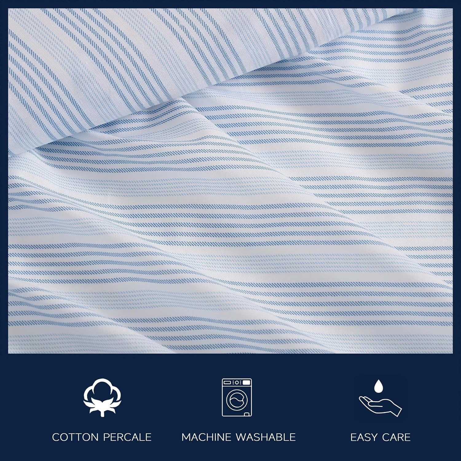 image:imageNautica Twin XL Size Sheets Set Crisp amp Tailored Floral Bedding with a Smooth Cotton Percale Bed Sheets with Matching Pillowcase amp Fitted Sheet Breezy Bloom BlueTayleur Stripe Blue