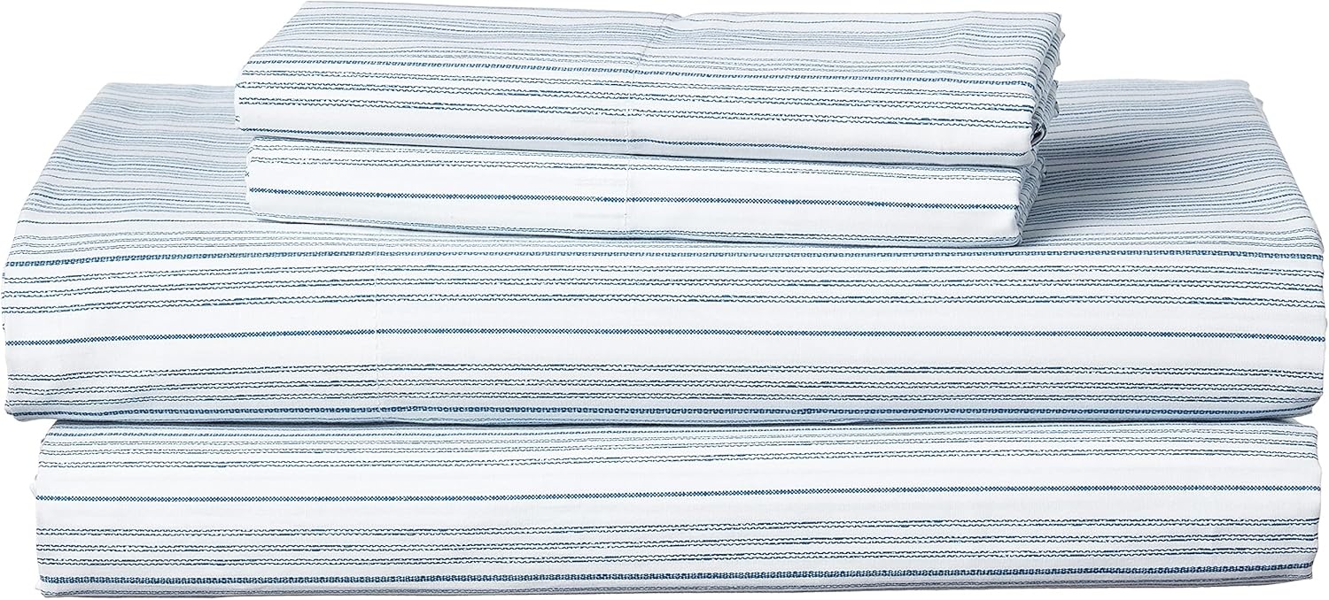 image:imageNautica Twin XL Size Sheets Set Crisp amp Tailored Floral Bedding with a Smooth Cotton Percale Bed Sheets with Matching Pillowcase amp Fitted Sheet Breezy Bloom BlueBeaux Stripe Navy