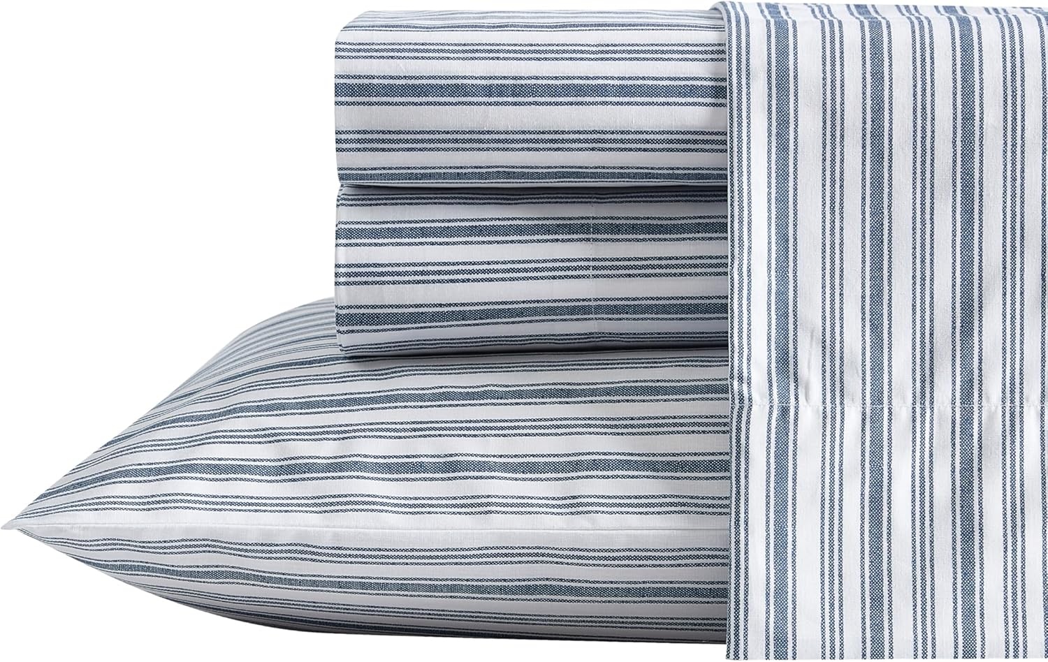 image:imageNautica Twin XL Size Sheets Set Crisp amp Tailored Floral Bedding with a Smooth Cotton Percale Bed Sheets with Matching Pillowcase amp Fitted Sheet Breezy Bloom BlueColeridge Stripe Blue