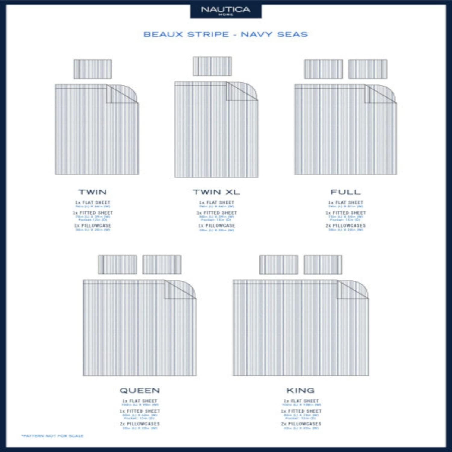 image:imageNautica Twin XL Size Sheets Set Crisp amp Tailored Floral Bedding with a Smooth Cotton Percale Bed Sheets with Matching Pillowcase amp Fitted Sheet Breezy Bloom BlueBeaux Stripe Navy