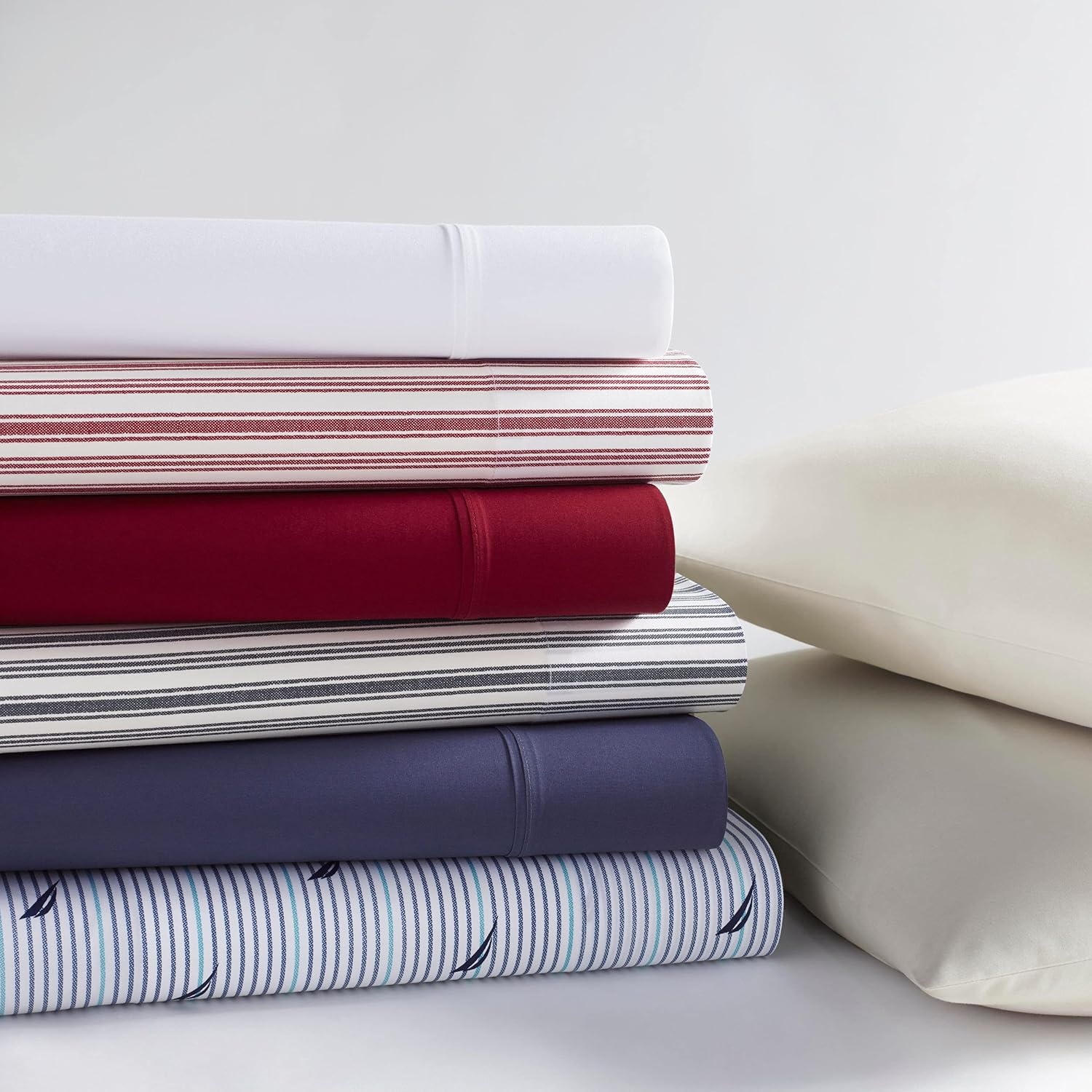 image:imageNautica Twin XL Size Sheets Set Crisp amp Tailored Floral Bedding with a Smooth Cotton Percale Bed Sheets with Matching Pillowcase amp Fitted Sheet Breezy Bloom BlueColeridge Stripe Red