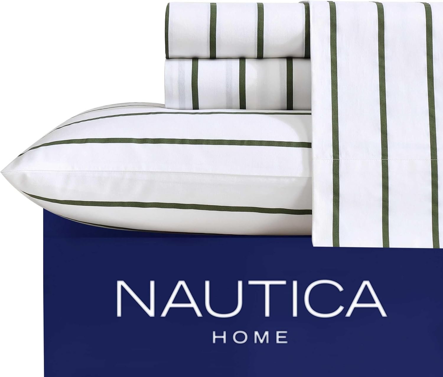 image:imageNautica Twin XL Size Sheets Set Crisp amp Tailored Floral Bedding with a Smooth Cotton Percale Bed Sheets with Matching Pillowcase amp Fitted Sheet Breezy Bloom BlueBrenton Stripe Ivory