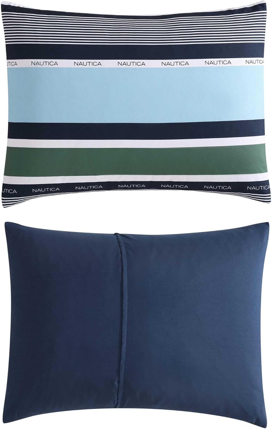 image:imageNautica TwinTwin XL Comforter Set Cotton Bedding with Matching Sham Patchwork Print Bed Set Medium Weight for Year Round Use Dorm Essentials Mason BlueElliot Blue