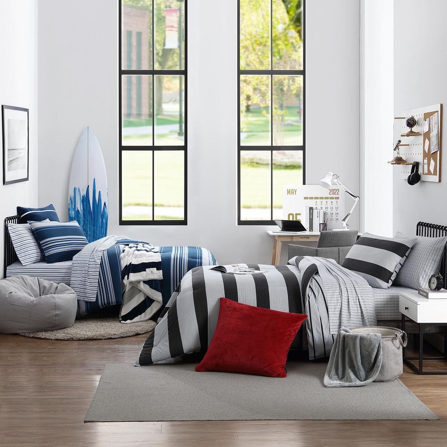 image:imageNautica TwinTwin XL Comforter Set Reversible Cotton Bedding with Matching Sham Medium Weight for Year Round Use Dorm Essentials OekoTex Certified Lakeview BlueTwinTwin XL