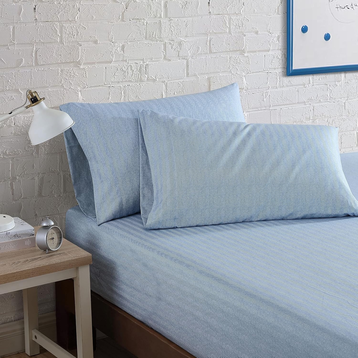 image:imageNautica TwinTwin XL Sheet Set Soft Bedding with Fitted Sheet amp Pillowcase Lightweight Bed Set College Dorm Room Essentials Herringbone BlueHerringbone Coastal Blue