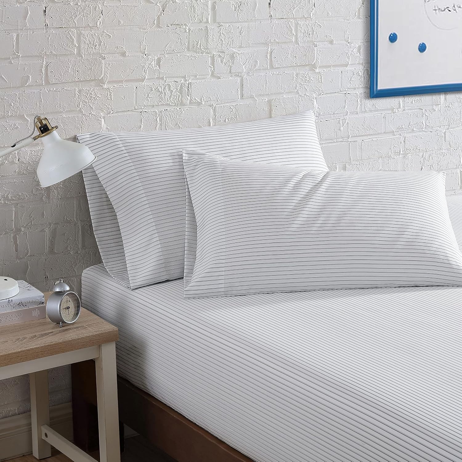 image:imageNautica TwinTwin XL Sheet Set Soft Bedding with Fitted Sheet amp Pillowcase Lightweight Bed Set College Dorm Room Essentials Herringbone BlueSkinny Yacht Stripe Grey