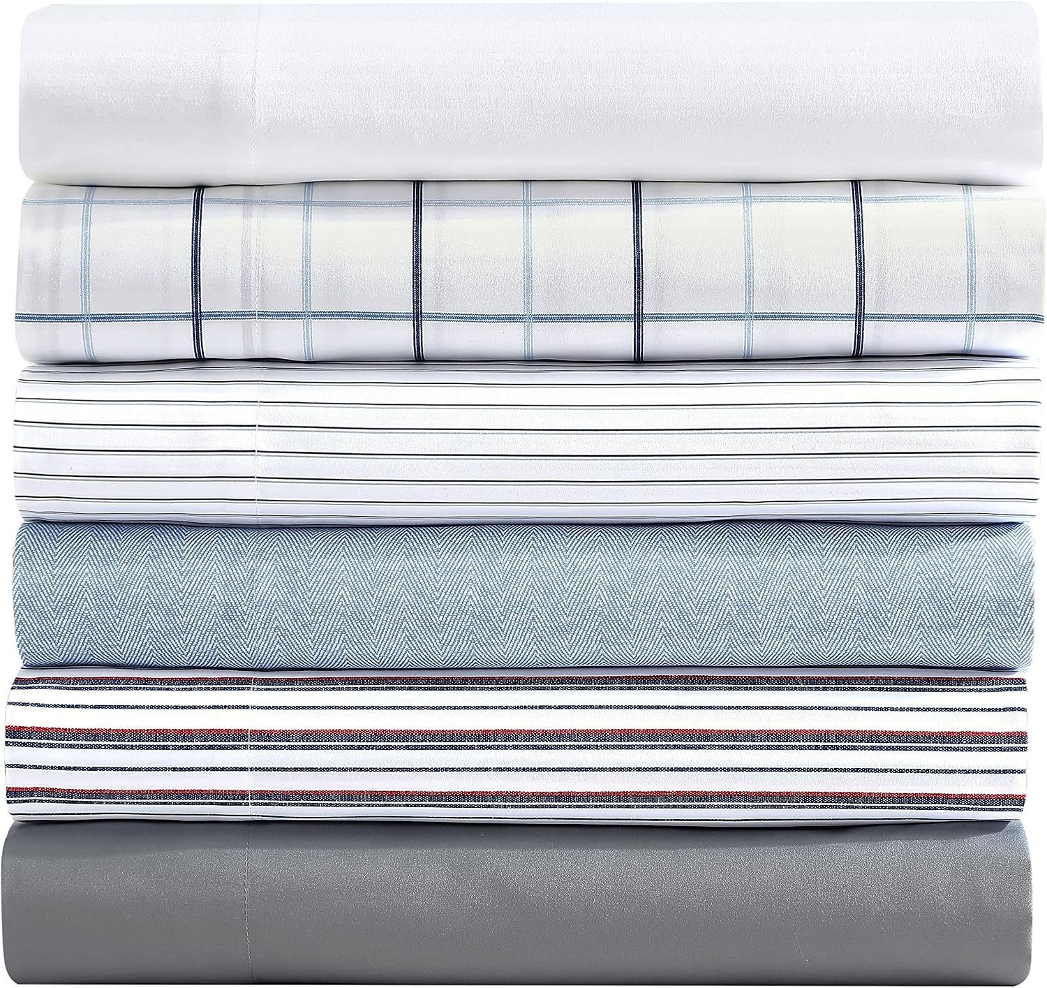 image:imageNautica TwinTwin XL Sheet Set Soft Bedding with Fitted Sheet amp Pillowcase Lightweight Bed Set College Dorm Room Essentials Herringbone BlueSolid Grey