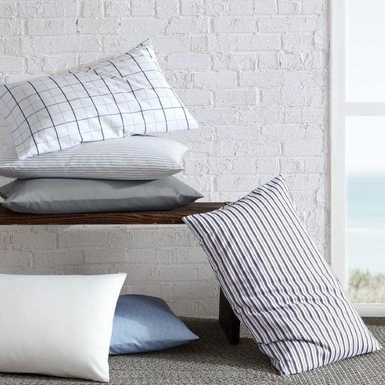 image:imageNautica TwinTwin XL Sheet Set Soft Bedding with Fitted Sheet amp Pillowcase Lightweight Bed Set College Dorm Room Essentials Herringbone BlueSolid White