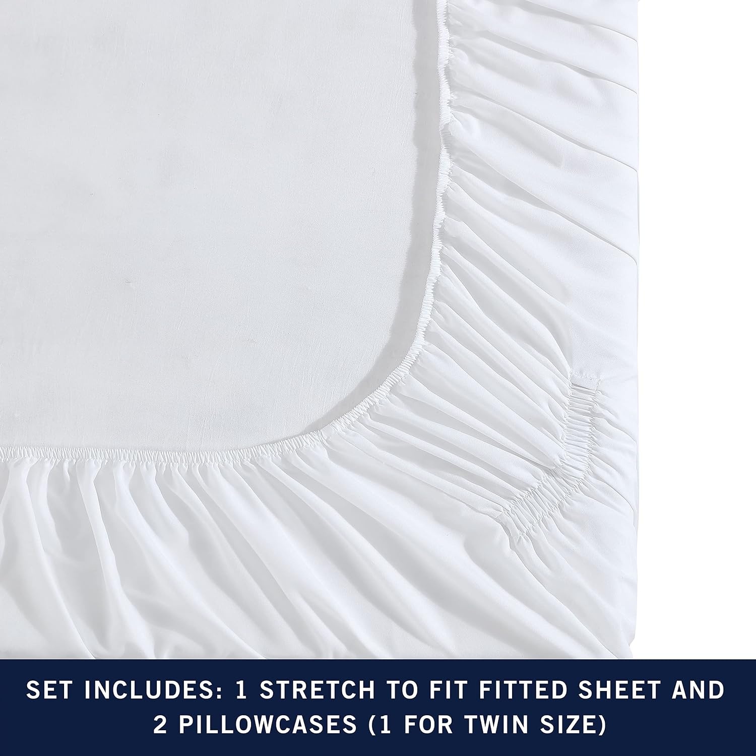 image:imageNautica TwinTwin XL Sheet Set Soft Bedding with Fitted Sheet amp Pillowcase Lightweight Bed Set College Dorm Room Essentials Herringbone BlueSolid White