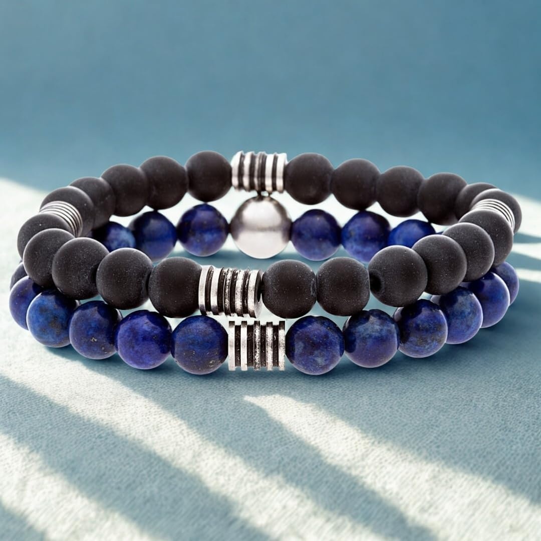 image:imageNautica 10 mm Stretch Bead Bracelet Set for Men Stainless Steel