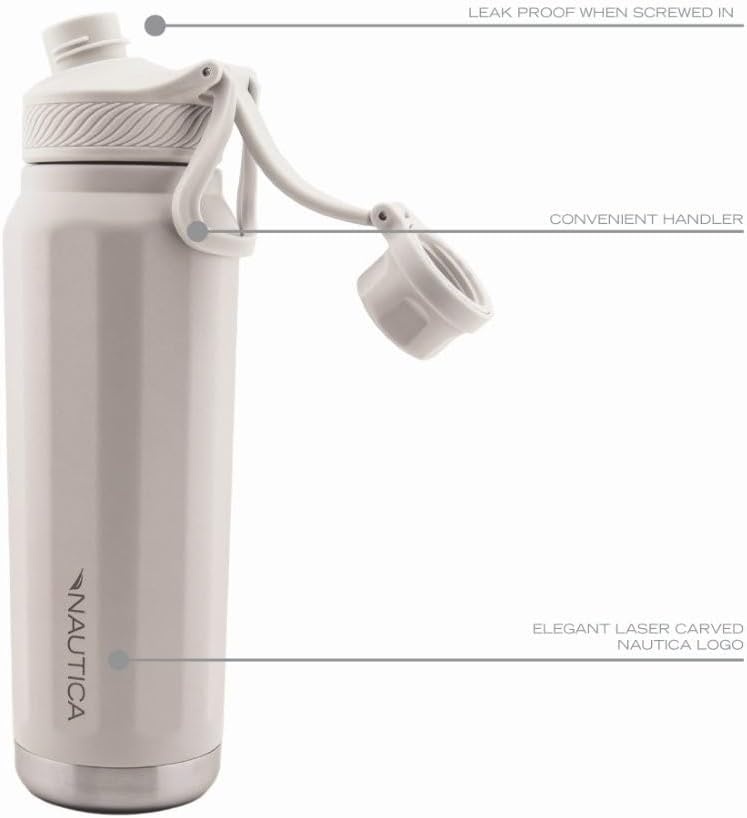 image:imageNautica 25 oz hydration flask DoubleWall Vacuum Insulated bottle Leak Proof amp BPA Free MED GREYLIGHT GREY