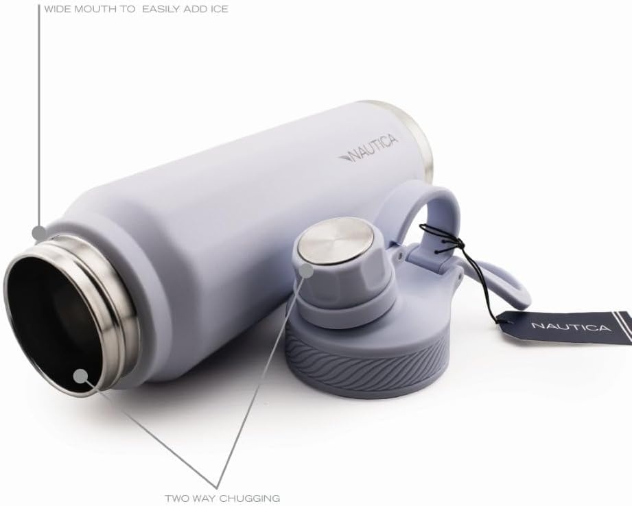 image:imageNautica 25 oz hydration flask DoubleWall Vacuum Insulated bottle Leak Proof amp BPA Free MED GREYLight Blue