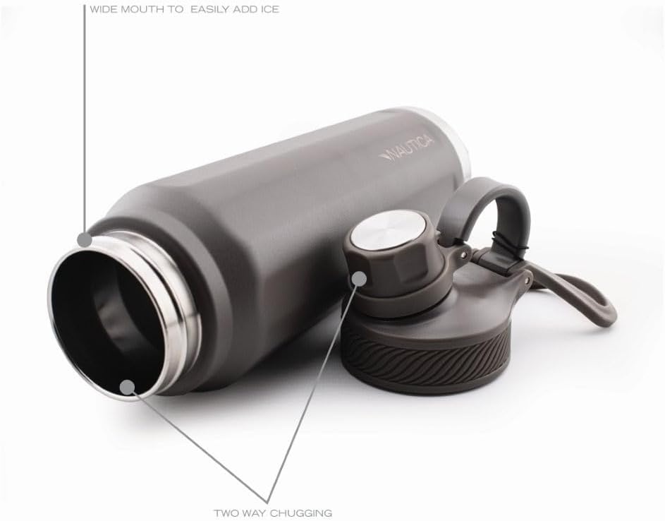 image:imageNautica 25 oz hydration flask DoubleWall Vacuum Insulated bottle Leak Proof amp BPA Free MED GREYMED GREY