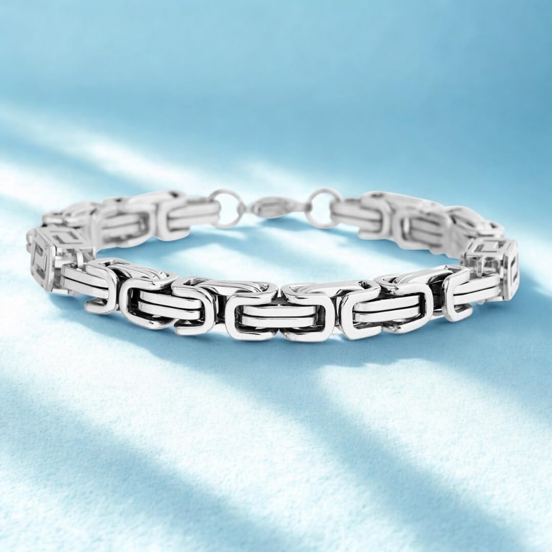 image:imageNautica 8 mm Byzantine Chain Bracelet for Men Stainless Steel 85 Inches