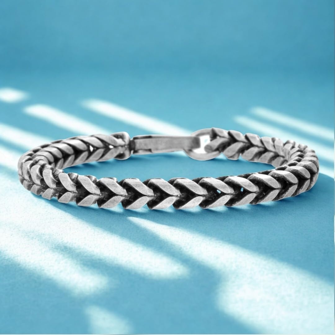 image:imageNautica 8 mm Twisted Curb Chain Bracelet for Men Stainless Steel 85 InchesWhite