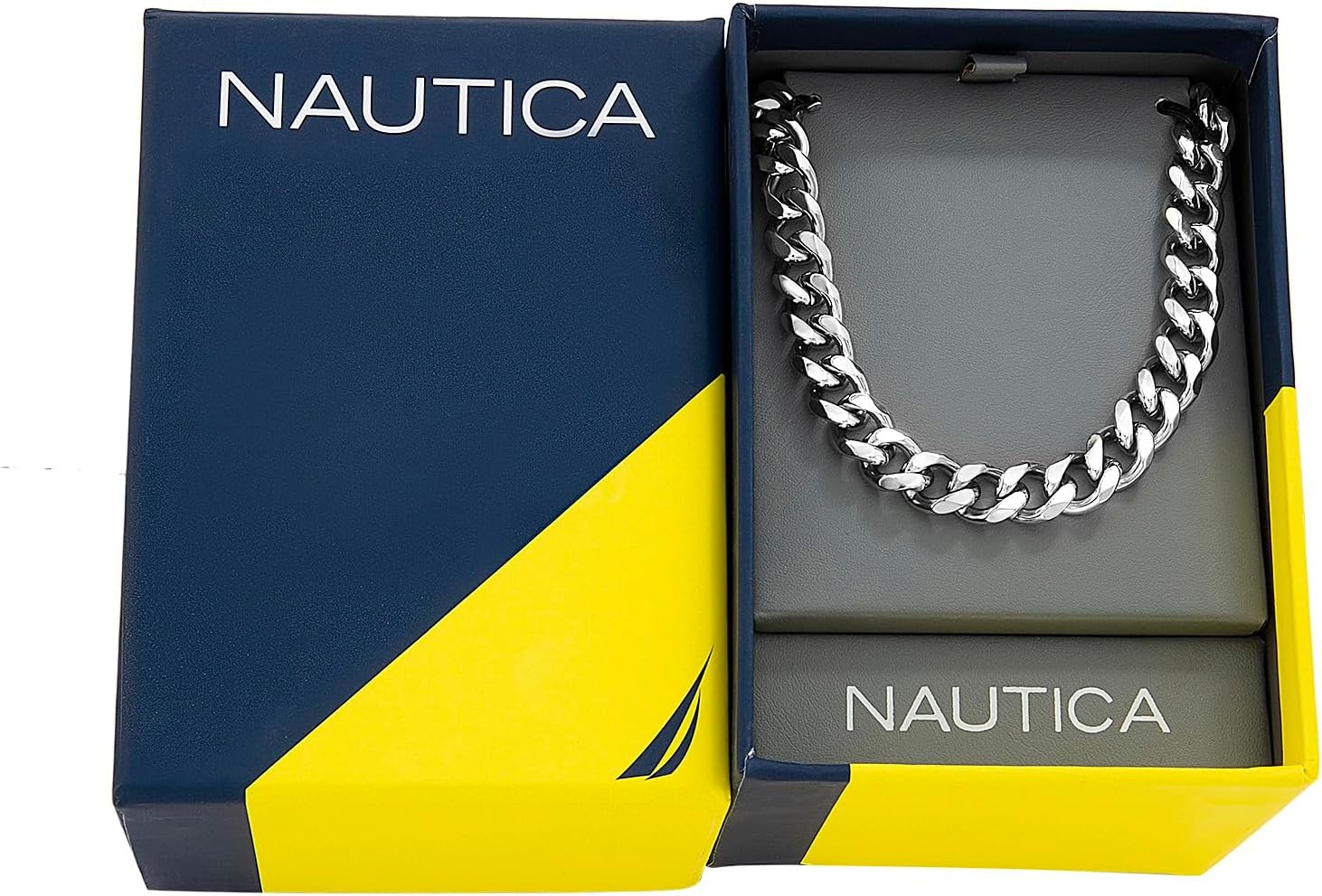 image:imageNautica 9 mm Cuban Chain Necklace for Men Stainless Steel 23 Inches
