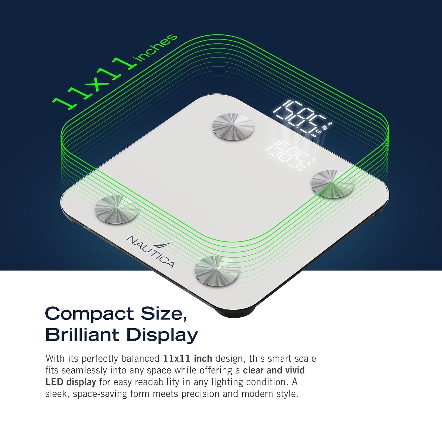 image:imageNautica Body Tracker Digital Bathroom Scale BluetoothEnabled Smart Scale with BMI Body Fat Muscle Mass Tracking amp More Syncs with Smartphone App for Body Composition Tracking 440 LbsWhite