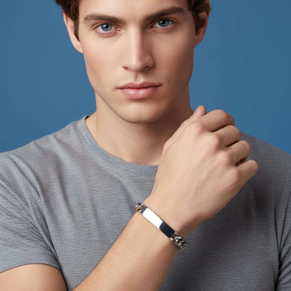 image:imageNautica Curb Chain ID Bracelet for Men Stainless Steel 8 Inches