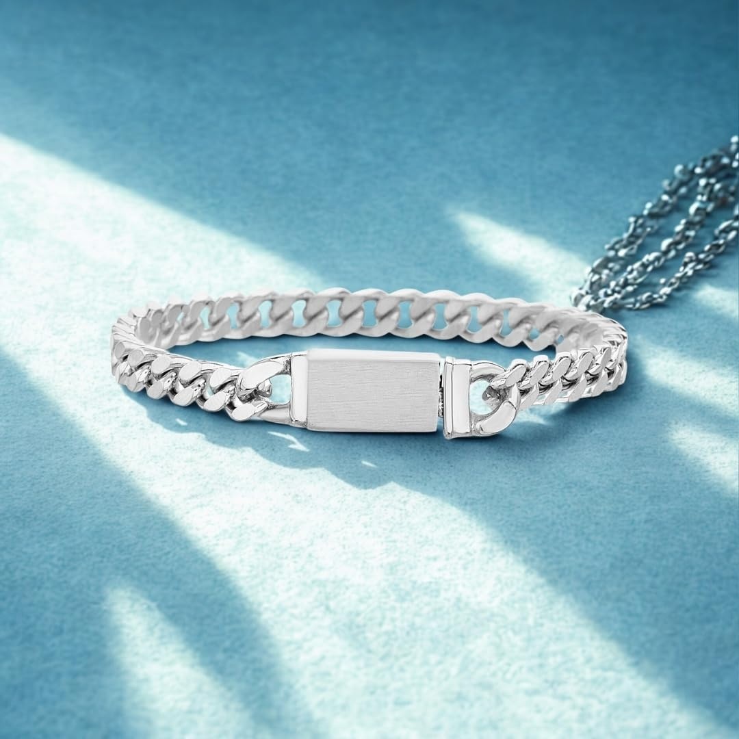 image:imageNautica Curb Link Chain Stainless Steel Bracelet for Men ID Bar Clasp Sailboat Logo5 MM